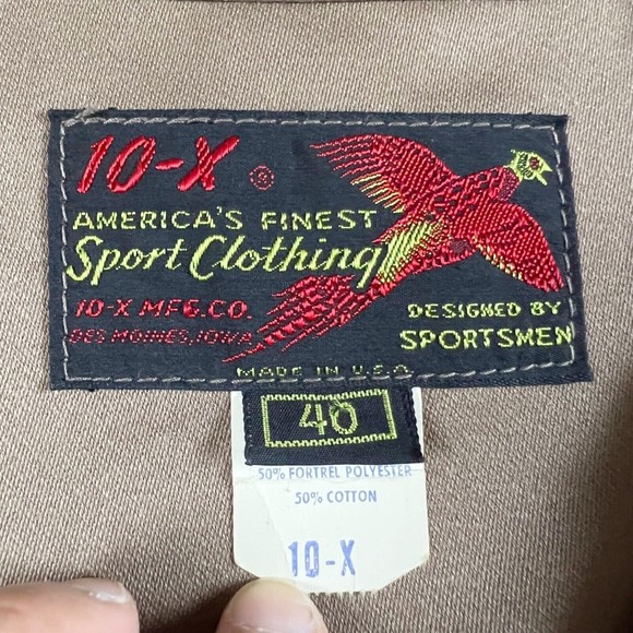 Vtg 50s 10-X Sport Clothing Hunting Shooting Vest Zipper Front Sz 40 Tan EUC! - Picture 5 of 7